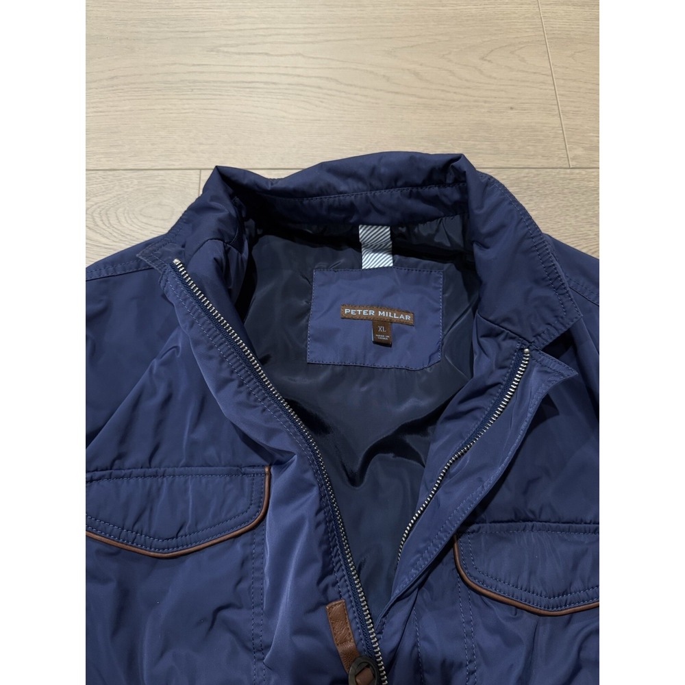 Men's peter millar rain jacket Size xl Performance Golf Navy Full Zip Collared - Picture 4 of 7